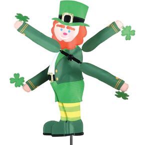 Whirligig Spinner Leprechaun 18 بوصة - تصميم احتفالي لعيد القديس باتريك، ديكور خارجي مقاوم للطقس، متين وخفيف الوزن للباحات والساحات والحدائق - دوار الرياح اللافت للنظر in Saudi Arabia
