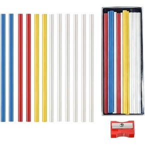 عبوات أقلام طباشير للنسيج، 12 قطعة، 4 مم، مجموعة خرطوشة طباشير قابلة لإعادة التعبئة لأقلام الطباشير، أداة وضع علامات للخياطة بمبراة (6 أبيض، 2 أزرق، 2 أحمر، 2 أصفر) in Kuwait