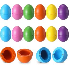 12 مجموعة من البيض الخشبي المغناطيسي لعيد الفصح، بيض خشبي مجوف قابل للتعبئة مقاس 2.4 × 1.8 بوصة، حشوات سلة عيد الفصح لقضاء العطلات، لوازم حفلات الصيد (اللون الطبيعي) in Kuwait