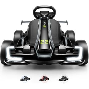 Hikole Electric Go Kart للأطفال الذين تتراوح أعمارهم بين 6-12 عامًا، سيارة الانجراف الكهربائية 24 فولت مع مقعد قابل للتعديل، سرعات، 8.5 ميل في الساعة، أضواء LED ساطعة، محرك قوي 300 واط، ركوب 24 فولت على عربة مجنونة، أحمر in Kuwait