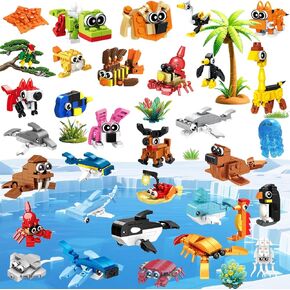 24 Pack Party Favors for Kids, Mini Animal Building Blocks Set, Classroom Gifts for Students, STEM Toys for Boys,Easter Basket Stuffers, Birthday Gifts in Saudi Arabia