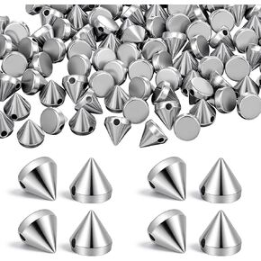 Shimmeroo 200pcs 8mm الفضة رصاصة سبايك مخروط ترصيع، فاسق المسامير مخروط سبايك مسمار للحرف اليدوية، ومسامير الظهر المسطحة والمسامير الغراء على ديكور للملابس الجلود حزام حقيبة أحذية مجوهرات الزخارف in Kuwait