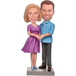 yolie Stylishbobblehead مخصص بوبل هيدز تمثال دمية مخصصة، زوجان يحملان أيديهما رأس بوبل مخصص، شخصيات رأس بوبل مصنوعة يدويًا هدية النحت الشخصية للزوجين in Kuwait