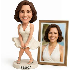 Classic Custom Bobblehead Doll for Women from Photo – Semi-Custom Head or Full-Body Custom, Personalized Handmade Soft-Clay Figurine, Gift for Wife, Girlfriend, Birthday, Anniversary in Saudi Arabia