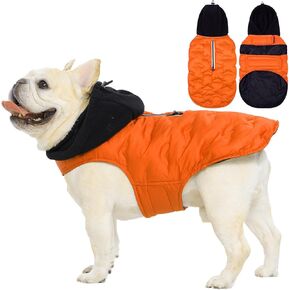 معطف منتفخ للكلاب الكبيرة من ناناكي - معطف مقاوم للرياح خفيف الوزن مع غطاء للرأس، بدلة ثلج للحيوانات الأليفة مقاومة للماء للطقس البارد، بدلة ثلج عاكسة، سترة منتفخة قابلة للتعديل مع فتحة للمقود، أحمر in Kuwait