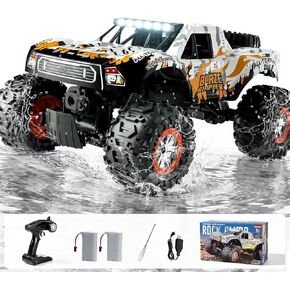 1:10 Amphibious Remote Control Car, 2.4 GHz Waterproof Monster Truck Toys RC Cars, 4WD All Terrain Off-Road Pickup RC Trucks , 2 Batteries 60Mins Play, Kids Toy Gift for Adults Kids Boys Girls in Saudi Arabia