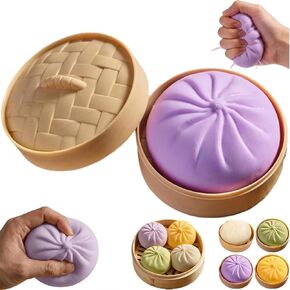 Giant Glitter Dumpling, Giant Dumpling Squishy, Mega Rainbow Dumplings, Cute Anxiety Relief Fidget Toy, with Steamer Box,Soft Squeeze Decompression Dough for Adults (Purple) in Kuwait