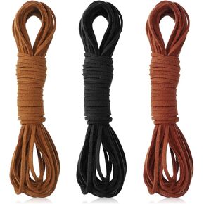 Jeffdad 32.8 Yards 3 Bundles Leather Cord String, Flat Suede Leather Strips Leather Cord Rope String for Jewelry Making Beading Necklace Bracelet DIY Crafts(3 Colors) in Kuwait