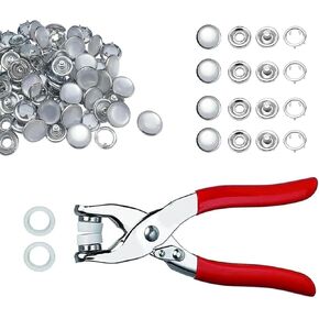 مجموعة أدوات التثبيت JAUEIVR - 100 مجموعة من أزرار المفاجئة ذات الشق اللؤلؤي 10 مم مع كماشة تثبيت ومجموعة أدوات الضغط لصياغة الخياطة (أسود) in Kuwait