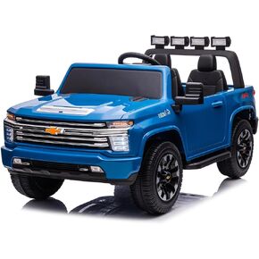 Sopbost Licensed Chevy Silverado 24V Ride On Truck for Big Kids, 2 Seater 4WD Electric Car with Parent Remote, EVA Tires, Bluetooth, Kids Ride On Toy Ages 3–8, Black in Saudi Arabia