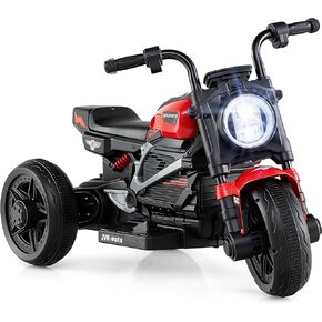 Costzon Toddler Motorcycle, 6V Chopper Kids Motorcycle Ride On Toy with LED Headlight, Music, Story, 3-Wheel Stable Electric Motorbike for Toddlers Boys Girls (Red, 31" x 18.5" x 19.5"(L x W x H)) in Kuwait