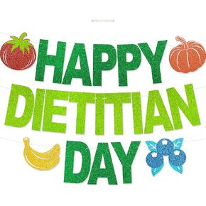 Happy Dietitian Day Banner - NO DIY Registered Dietitian Nutritionist Day Decorations For Office Décor Glitter RDN DN Appreciation Gifts in Kuwait