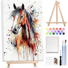 Bowetile Framed Paint by Numbers for Adults Beginners with Wooden Easel, Flowers Lotus Adults' Paint-by-Number Kits on Canvas, Easy DIY Acrylic Number Painting for Home Decor Birthday Gifts, 8x12in in Saudi Arabia