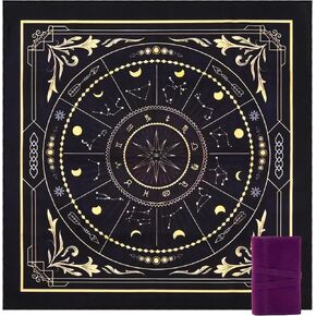 بساط التارو من قماش التارو المخملي للقراءة - ملحقات السحر مع حقيبة بطاقات التارو (أرجواني) in Kuwait