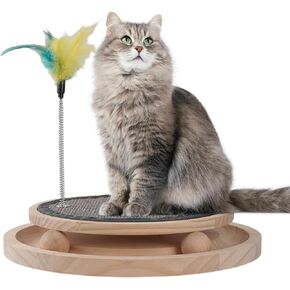 أداة خدش القطط المستديرة من السيزال الطبيعي، لعبة مسار كرة القطط التفاعلية للقطط الداخلية، وسادات خدش القطط، ألعاب القطط لمطاردة ألغاز التمارين البدنية العقلية والصيد in Kuwait