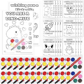 24 مجموعة من هدايا عيد الحب، مجموعة ألوان مائية صغيرة مع لوحة لبطاقات الحيوانات الصغيرة، حقيبة فرشاة طلاء لعيد الحب هدية فنية للحفلات in Kuwait