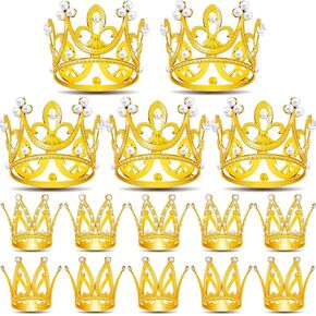 15Pcs Mini Crowns for Flower Bouquets, Mini Crown Cake Topper, Small Crystal Pearl Cupcake Toppers for Flower Arrangements Cupcake Baby Shower Birthday Party Wedding Decor in Kuwait