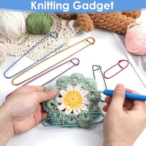 HJZHII 24 Pcs Knitting Stitch Holders, 6 Size Metal Stitch Holders Colorful Yarn Stitchs Holder Practical Knitting Crochet Hook Crochet Needle Holder for Quilting Sewing Knittings in Saudi Arabia