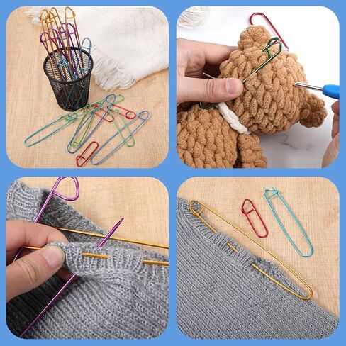 HJZHII 24 Pcs Knitting Stitch Holders, 6 Size Metal Stitch Holders Colorful Yarn Stitchs Holder Practical Knitting Crochet Hook Crochet Needle Holder for Quilting Sewing Knittings in Saudi Arabia