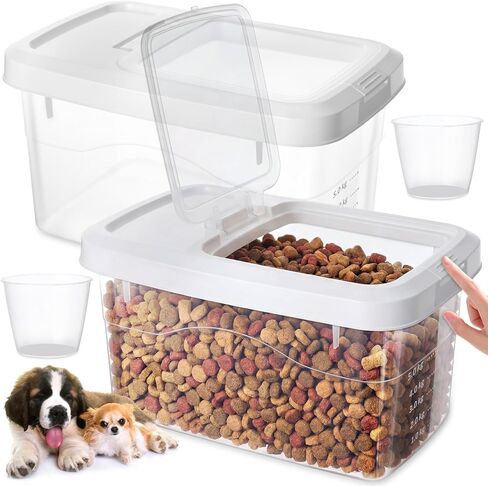 2 Pack Airtight Dog Food Storage Container, 16.5 Lbs Clear Pet Food Storage Bin with 2 Measuring Scoops for Pet Dog Cat Rice Grain Treat in Saudi Arabia