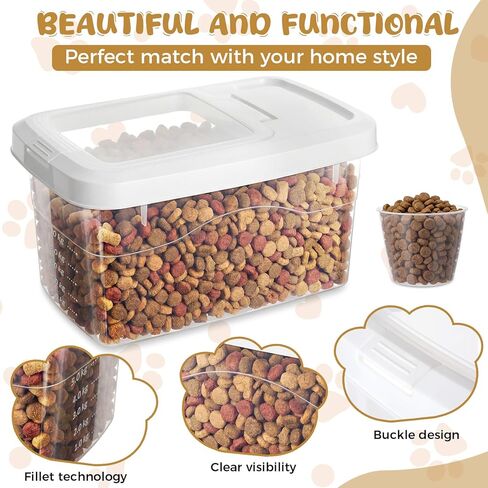 2 Pack Airtight Dog Food Storage Container, 16.5 Lbs Clear Pet Food Storage Bin with 2 Measuring Scoops for Pet Dog Cat Rice Grain Treat in Saudi Arabia
