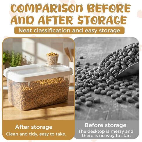2 Pack Airtight Dog Food Storage Container, 16.5 Lbs Clear Pet Food Storage Bin with 2 Measuring Scoops for Pet Dog Cat Rice Grain Treat in Saudi Arabia