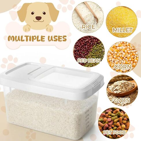 2 Pack Airtight Dog Food Storage Container, 16.5 Lbs Clear Pet Food Storage Bin with 2 Measuring Scoops for Pet Dog Cat Rice Grain Treat in Saudi Arabia