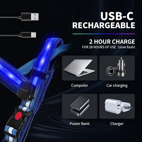 سرج للكلاب بإضاءة LED من PetIsay - قابل لإعادة الشحن عبر USB-C، مقاوم للماء بدرجة IPX7، عاكس للضوء، لا يسمح بالسحب مع مقبض مبطن ناعم للمشي ليلاً (أخضر، مقاس X-Large) in Kuwait