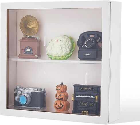 DICOSMETIC 2-Tier انزلاق الباب أرقام عرض القضية 24.5x8x24.5cm واضح عرض حالة بيضاء المقتنيات مربع الجدار شنقا مربع لعرض Minifigure أنيمي قطعة أثرية in Saudi Arabia