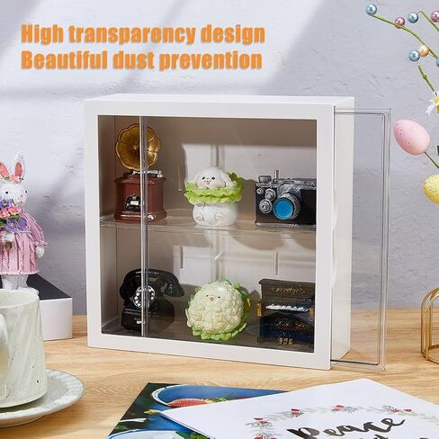 DICOSMETIC 2-Tier انزلاق الباب أرقام عرض القضية 24.5x8x24.5cm واضح عرض حالة بيضاء المقتنيات مربع الجدار شنقا مربع لعرض Minifigure أنيمي قطعة أثرية in Saudi Arabia