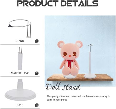 White Adjustable Doll Stand, 2Pcs Doll Stand Display Rack Sturdy Plush Fixing with Stable Base for Creative Tabletop Presentation Support for Collectible Figures in Saudi Arabia