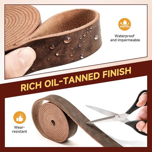 Genuine Full Grain Leather Strip, 1 Inch Wide x 79 Inches Long, 2.2mm Thick Oil Tanned Cowhide Leather Strap for DIY Craft Projects, Tooling, Belts, Knife Sheath, Gardening Tools – Dark Brown in Saudi Arabia
