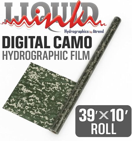 Atrend Liquid Ink Hydrographic Film, Digital Camouflage (Digi Camo) Pattern, Wide Format 39 Inch x 10 Ft Roll, 32 Sq Ft Coverage, Water Transfer Film for Custom Projects in Saudi Arabia