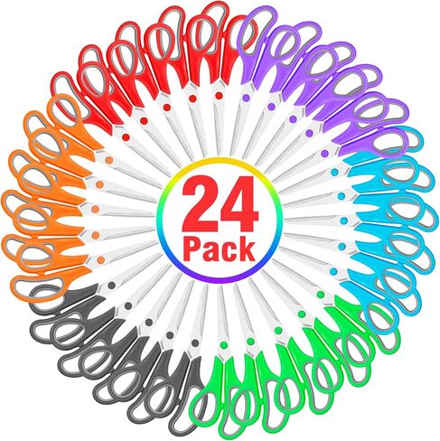 24 حزمة مقص بالجملة، مقص حاد 8 بوصة لجميع الأغراض للفصول الدراسية المكتبية والمدرسة، ورق قطع حرفة الخياطة من نسيج القص للطلاب المعلمين البالغين، واللوازم المدرسية للمقابض اليمنى/اليسرى in Saudi Arabia