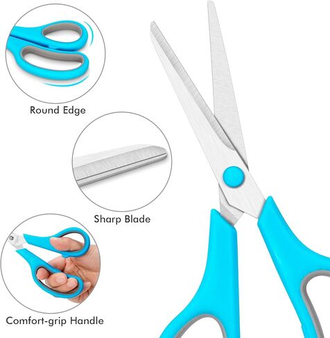 24 Pack Scissors Bulk, 8 Inch Sharp Scissors All Purpose for Office School Classroom, Shear Fabric Sewing Craft Cutting Paper for Adults Teachers Students, School Supplies for Right/Left Handles in Saudi Arabia