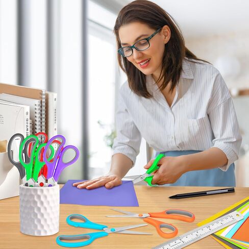 24 Pack Scissors Bulk, 8 Inch Sharp Scissors All Purpose for Office School Classroom, Shear Fabric Sewing Craft Cutting Paper for Adults Teachers Students, School Supplies for Right/Left Handles in Saudi Arabia