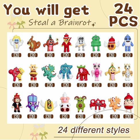 24PCS Steal a Brainrot Figure Set – Italian Brainrot Character Display Collection, Brainrot Figure Desk Decor, Steal a Brainrot Gifts for Fans in Saudi Arabia