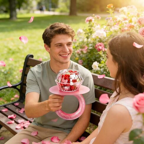 6 مجموعات من علب هدايا عيد الحب، مجموعة DIY عدة وردية عملاقة على شكل خاتم حلوى ماسي لتزيين صندوق حلوى مع وعاء شفاف وحلقة إسفنجية لامعة لعيد الحب الرومانسي جالنتين DIY هدية مقترحة لحفلات الزفاف in Saudi Arabia