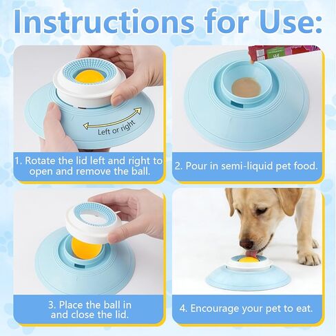 Dog Cat Licks Toys for Liquid Food, Pet Lick Bowl for Dogs and Cats, Anxieties Relief Slow Feeder Dog Lick Ball Treat Dispenser, Non-Slip Licking Bowl Enrichment Toys to Keep Them（1PC） in Saudi Arabia