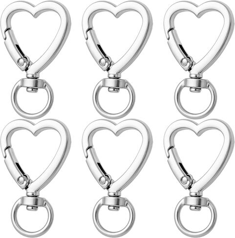 6pcs Heart Swivel Spring Clasps, Lobster Claw Clasps Keychains for DIY Crafts, Metal Snap Spring Hooks Buckles in Saudi Arabia