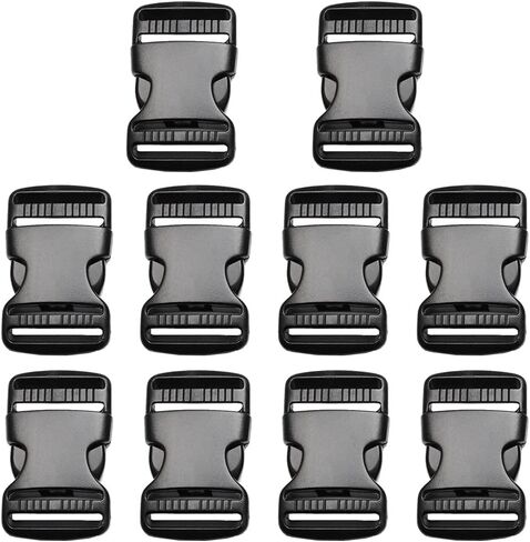 CooBigo 10 Pack 1-1/2" Plastic Side Release Buckle Dual Adjustable Outdoor Camping Tactical Backpack Belt Strap Webbing Bag Hardware Accessories 1-1/2" Dual Release Buckle Black in Saudi Arabia