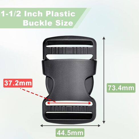 CooBigo 10 Pack 1-1/2" Plastic Side Release Buckle Dual Adjustable Outdoor Camping Tactical Backpack Belt Strap Webbing Bag Hardware Accessories 1-1/2" Dual Release Buckle Black in Saudi Arabia