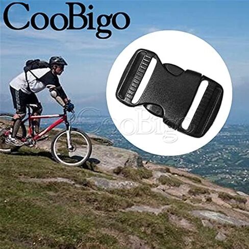 CooBigo 10 Pack 1-1/2" Plastic Side Release Buckle Dual Adjustable Outdoor Camping Tactical Backpack Belt Strap Webbing Bag Hardware Accessories 1-1/2" Dual Release Buckle Black in Saudi Arabia