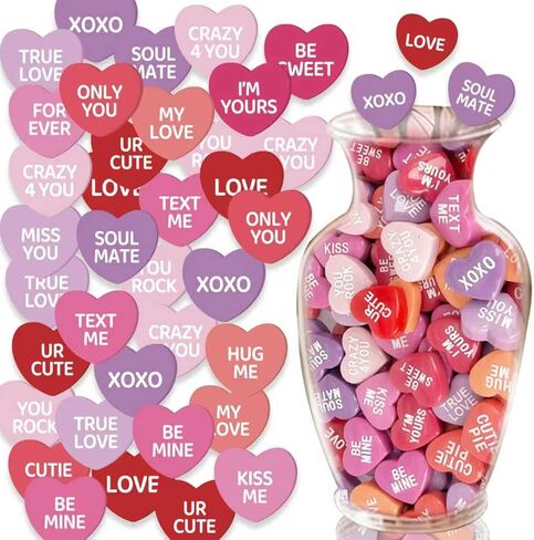 90 Pieces Valentine Conversation Heart Resin Vase Filler Candy Heart Ornament for Table Decorations Centerpiece Hearts Valentine's Day Hearts Ornament for Floating Candles (90, Colorful) in Saudi Arabia
