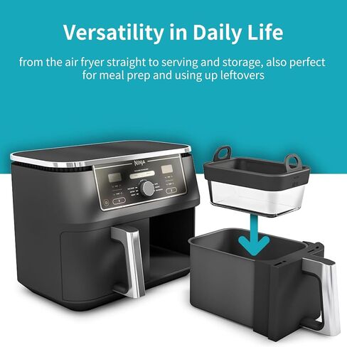 Air Fryer Glass Liner Reusable with Removable Silicone Ring, Air Fryer Accessories for Ninja Foodi DZ201, DZ401, DZ550, COSORI, Chefman, Instant, Heat-resistant, Dishwasher-safe, BPA-free in Saudi Arabia
