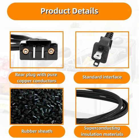028372 Deep Fryer Breakaway Magnetic Power Cord for Waring DF175 DF250 DF280 TF200 Deep Fryer Cord Replacement - Deep Fryer Cord - Deep Fryer Parts & Accessories (Part Number 26665 28372) in Kuwait