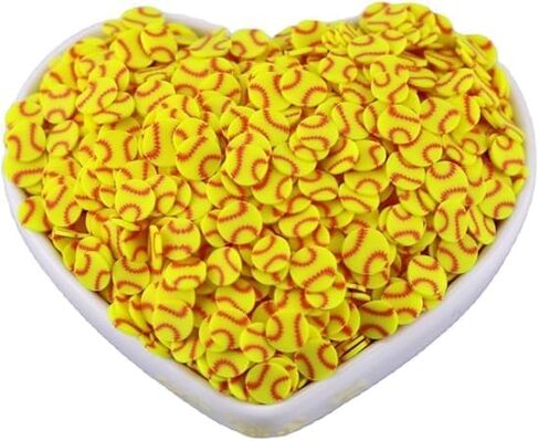 10 Gram Yellow Softball Clay 5mm Slices, Ball Sports Love Polymer Clay, Softball Slime, Nail Art Faux Craft, Decorations,This Product is not Suitable for Children Under 12 in Saudi Arabia