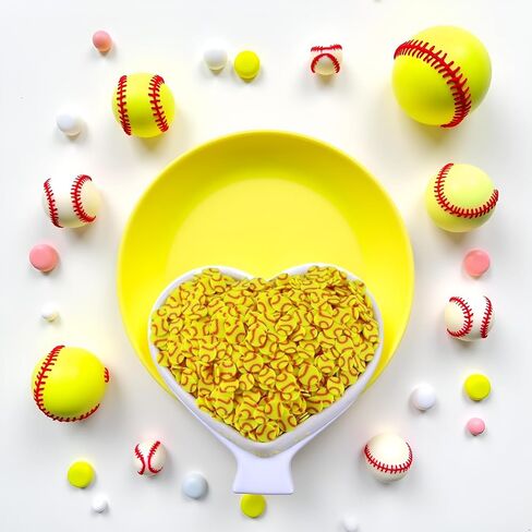10 Gram Yellow Softball Clay 5mm Slices, Ball Sports Love Polymer Clay, Softball Slime, Nail Art Faux Craft, Decorations,This Product is not Suitable for Children Under 12 in Saudi Arabia