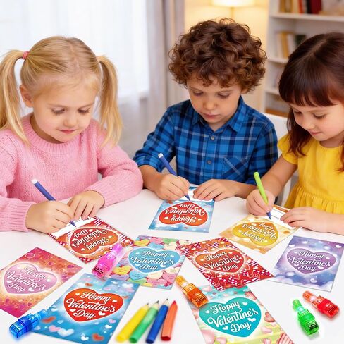 Valentine's Day Gifts for Kids, 28 Pcs Valentine's Day Cards with Finger Lights, Valentine Light Up Toys for Girls School Classroom Exchange Party Favors Gifts in Saudi Arabia