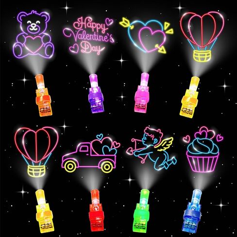 Valentine's Day Gifts for Kids, 28 Pcs Valentine's Day Cards with Finger Lights, Valentine Light Up Toys for Girls School Classroom Exchange Party Favors Gifts in Saudi Arabia